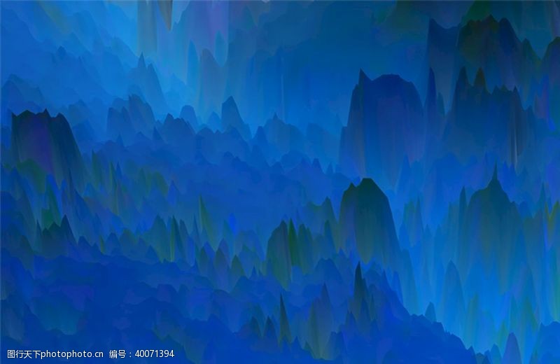 叠石蓝色抽象水墨山峰图片
