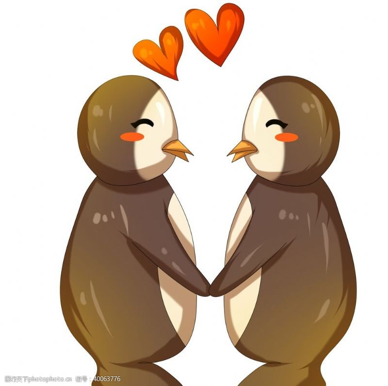 卡通情侣矢量素材情侣企鹅插画图片