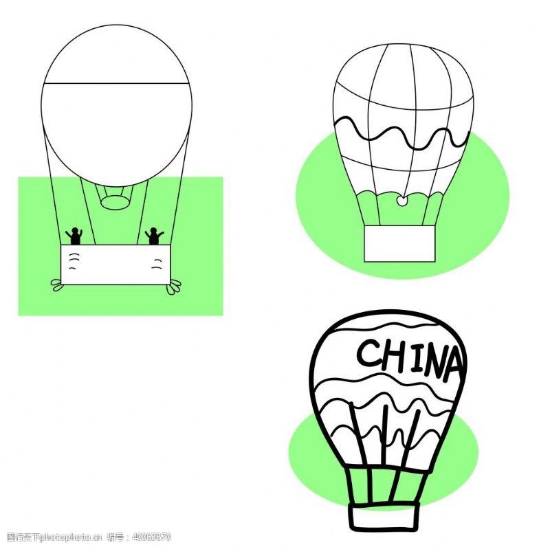 卡通涂鸦热气球图片