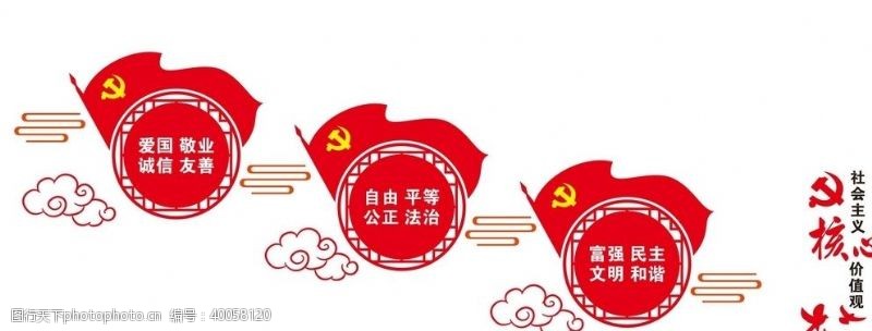 党建文化社会主义核心价值观文化墙图片