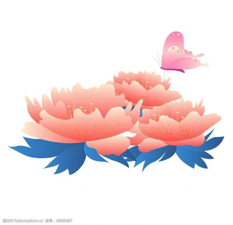 水彩花卉手绘牡丹插画图片