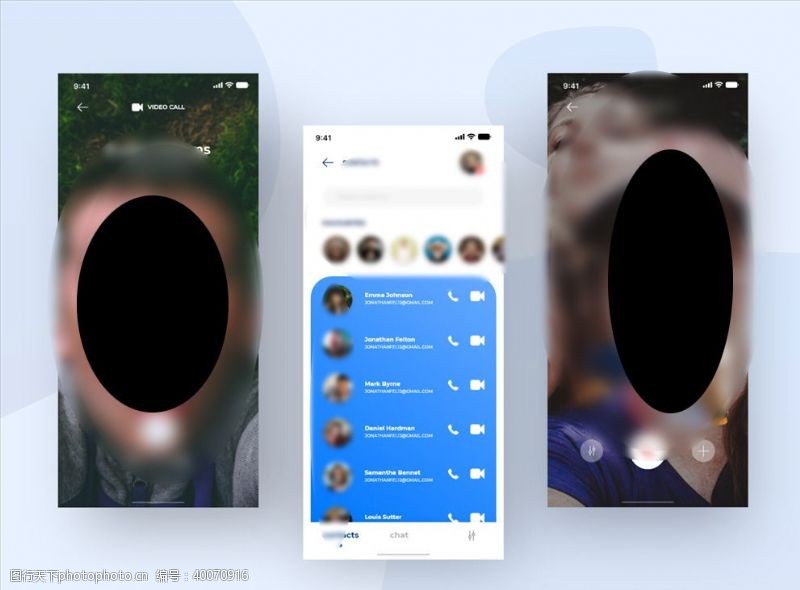 图片下载xd视频聊天蓝色UI设计视频页图片