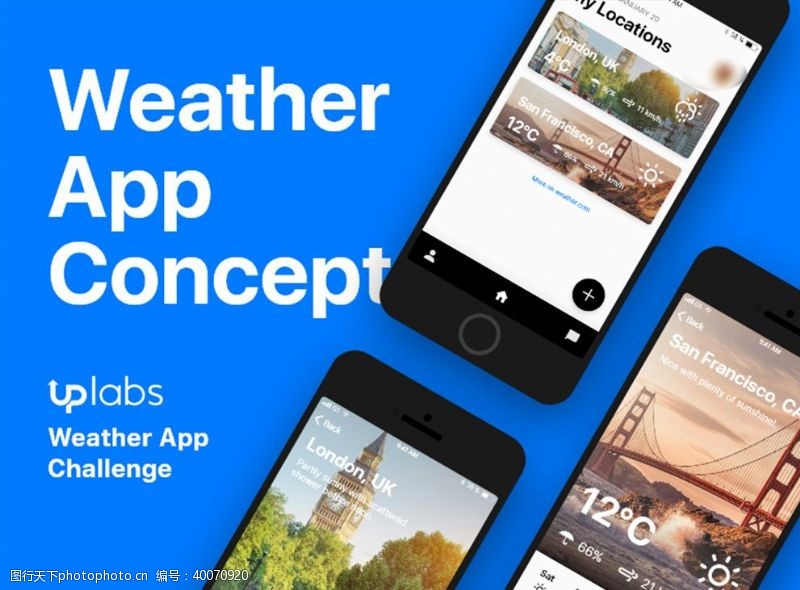 appxd天气白色UI设计首页展示页图片