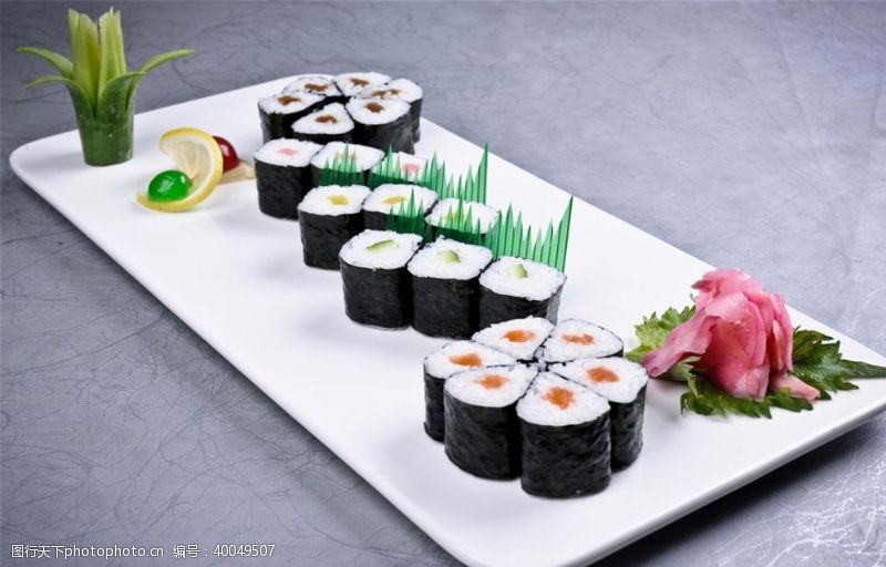 高清寿司摄影细卷寿司图片