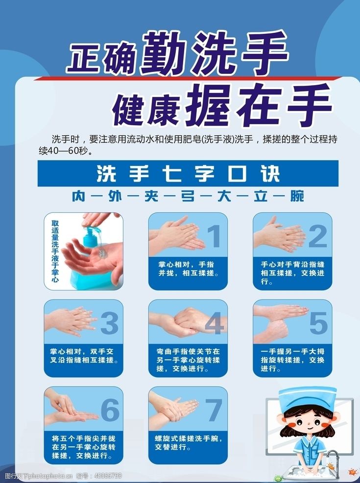 医院宣传海报洗手七步法传染病预防传图片