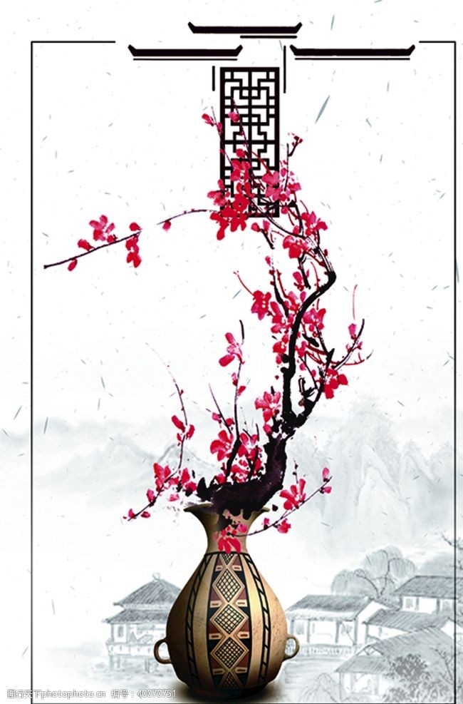 水晶背景中国风水墨古典装饰画图片