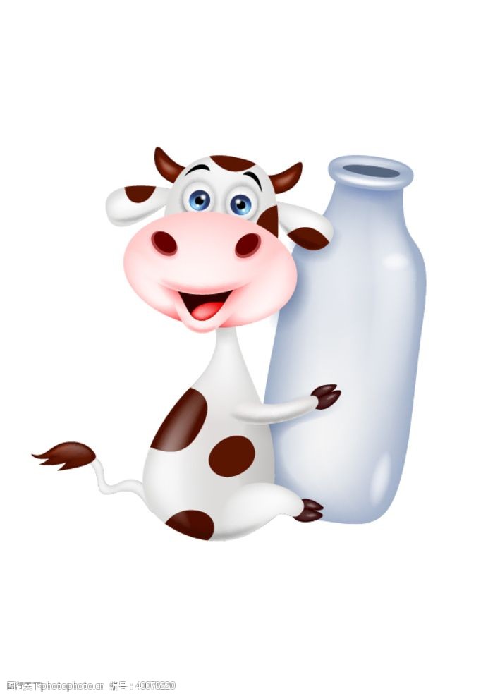 奶瓶设计矢量素材抱瓶子的奶牛图片