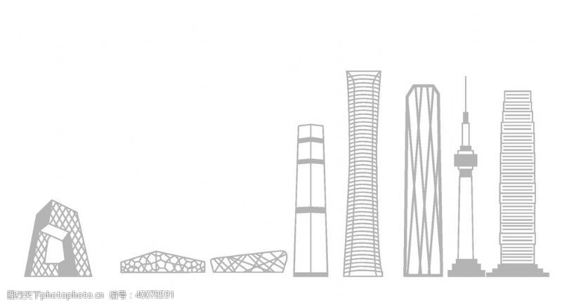 电视台北京地标建筑手绘线稿图片