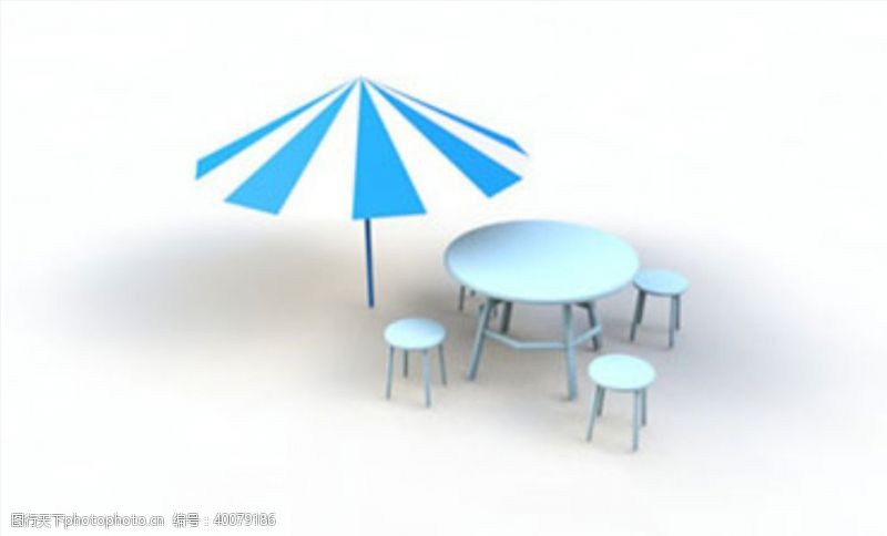 C4D模型桌椅遮阳伞图片