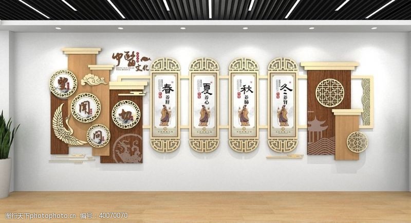 传统木纹中医传统文化墙图片