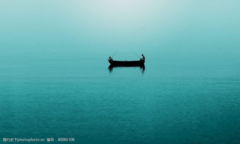 宁静船渔钓鱼海洋图片