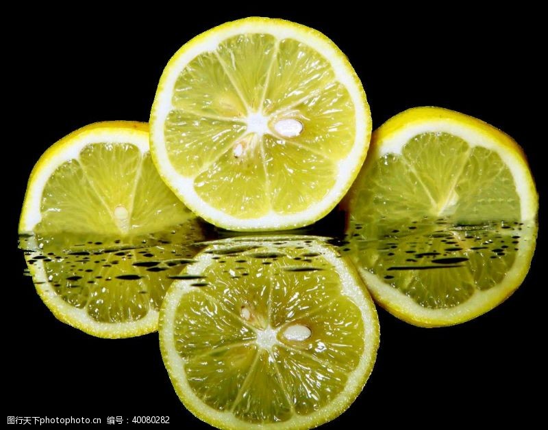 柠檬素材倒影柠檬片图片