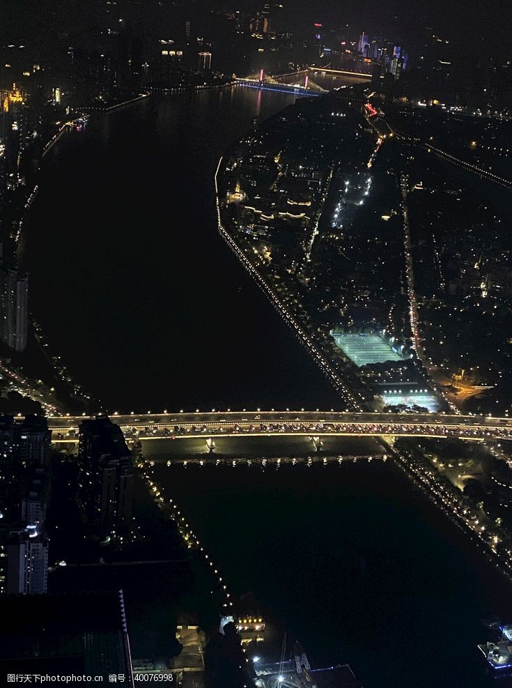 黑金城市夜景江景桥建筑图片