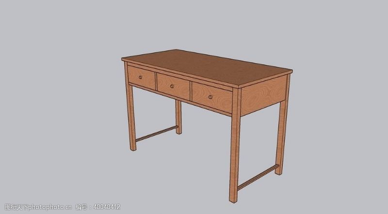 家具模型简单卯榫结构的三斗桌图片