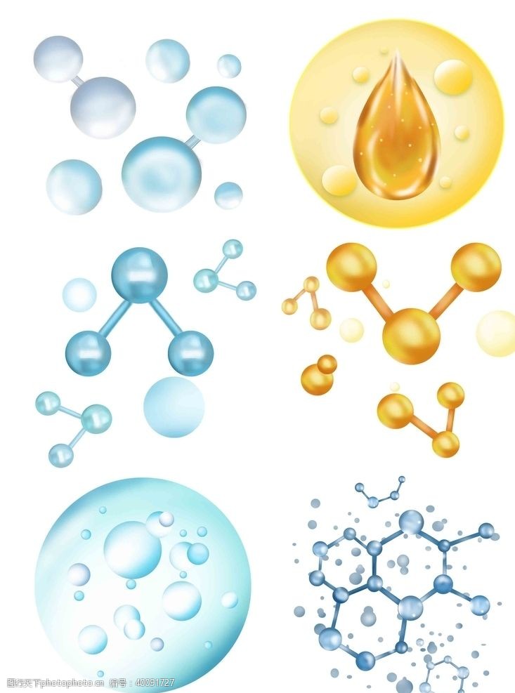 晶莹剔透水分子元素水分子结构元图片