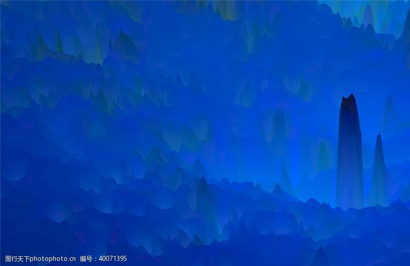 怪石蓝色抽象水墨山峰图片