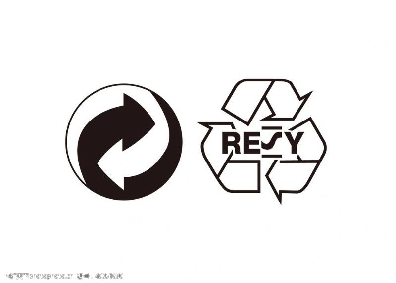 循环标志RESY回收标志绿色循环纸箱图片