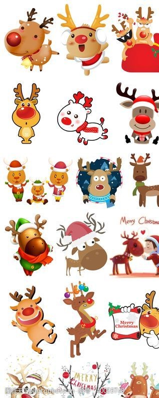 动物贴纸圣诞节装饰图片