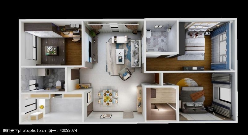 3d室内模型室内户型俯视图图片