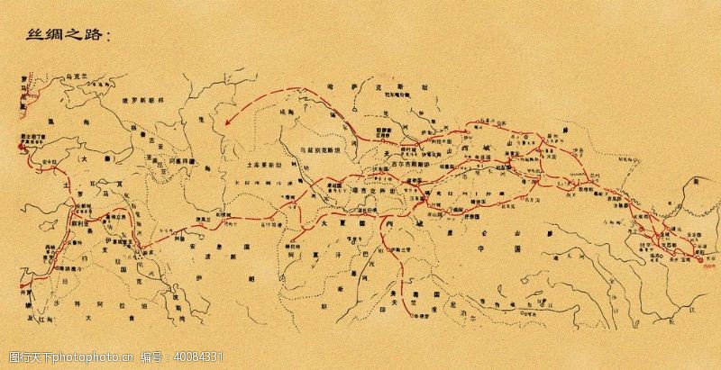 纸张丝绸之路线路图图片
