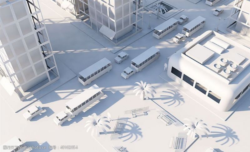 3d模型素材C4D模型低面体工厂建筑街道图片