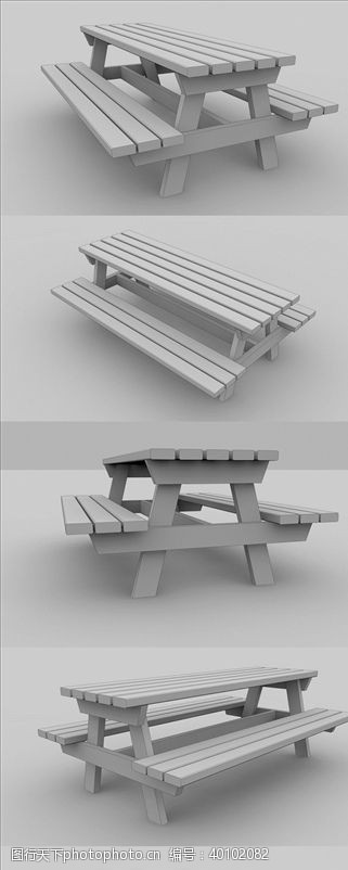 园椅C4D模型公园长椅图片