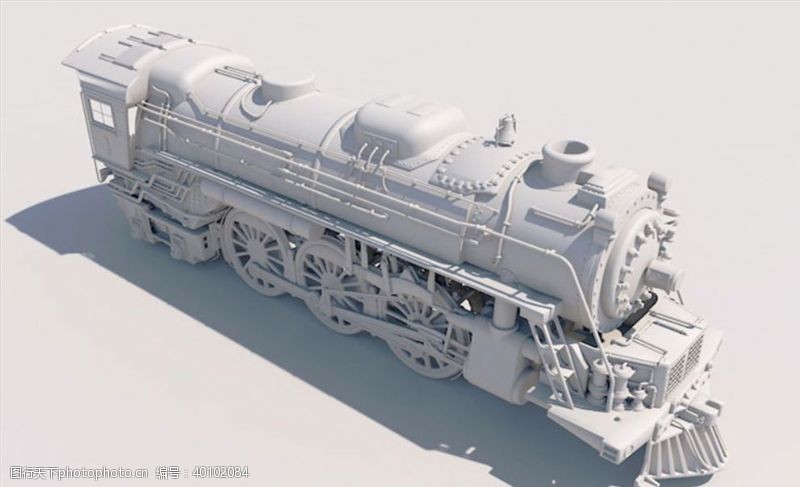 蒸汽火车C4D模型火车头图片