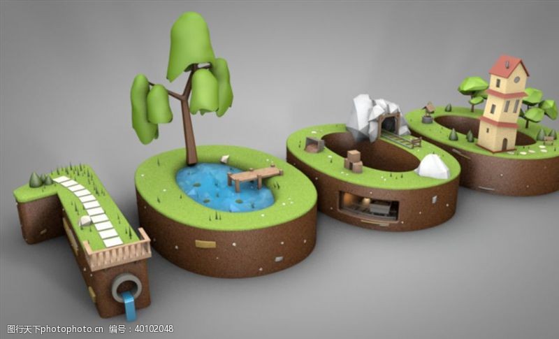 树木模型C4D模型数字游乐园图片