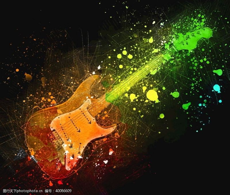 音乐艺术插图电动吉他图片