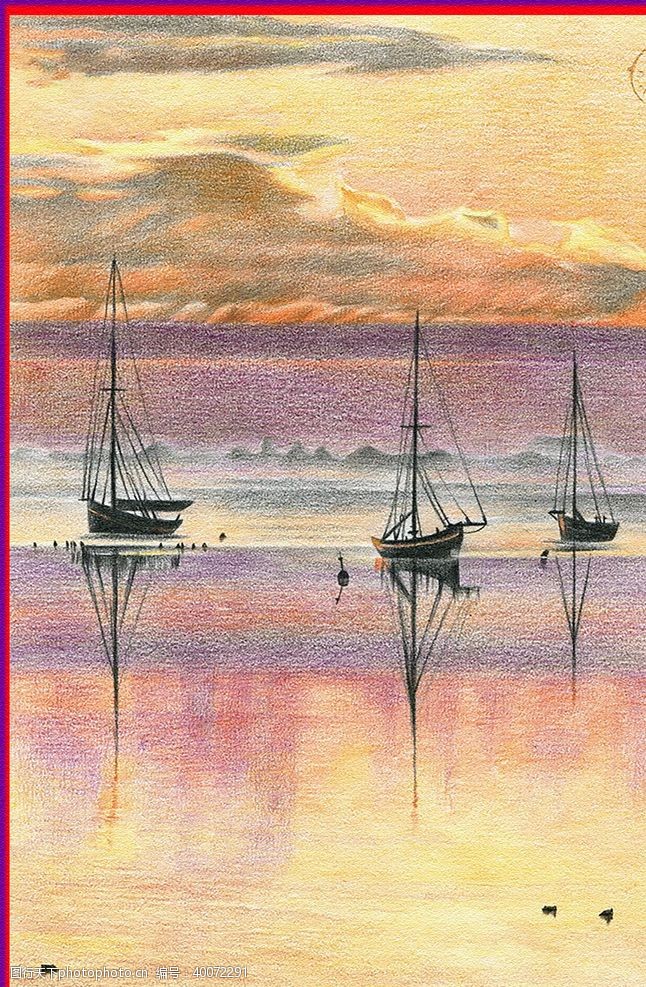油画色彩帆船图片