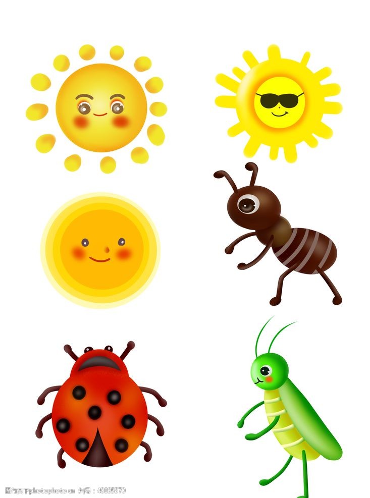 蜂蜜插画卡通昆虫瓢虫蚂蚁图片
