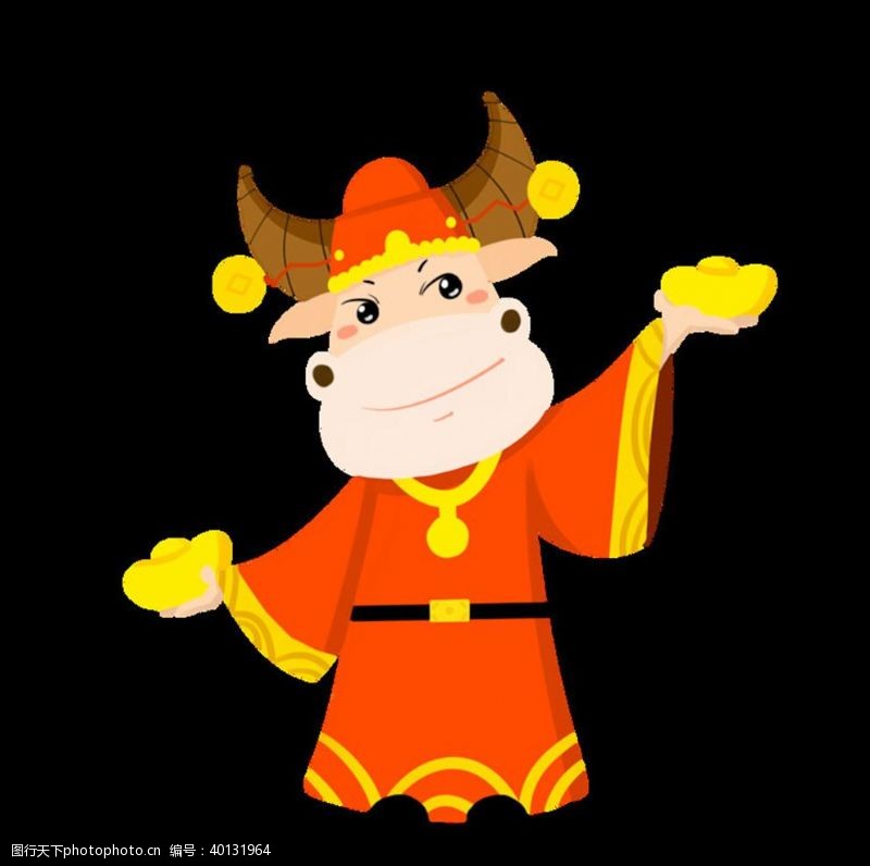 节日红灯笼卡通牛形象图片