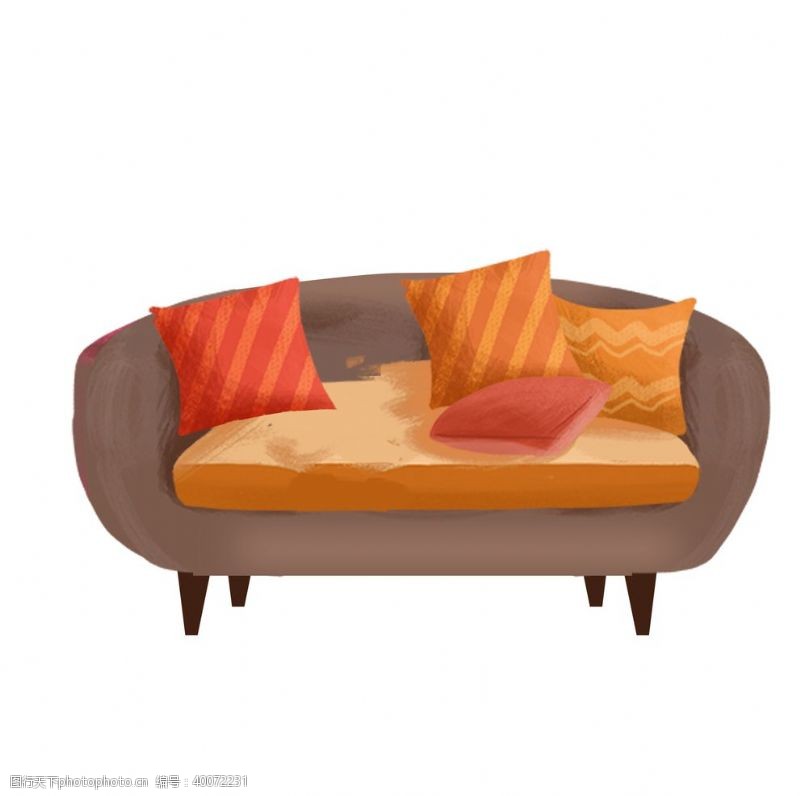 沙发垫卡通沙发装饰手绘元素图片