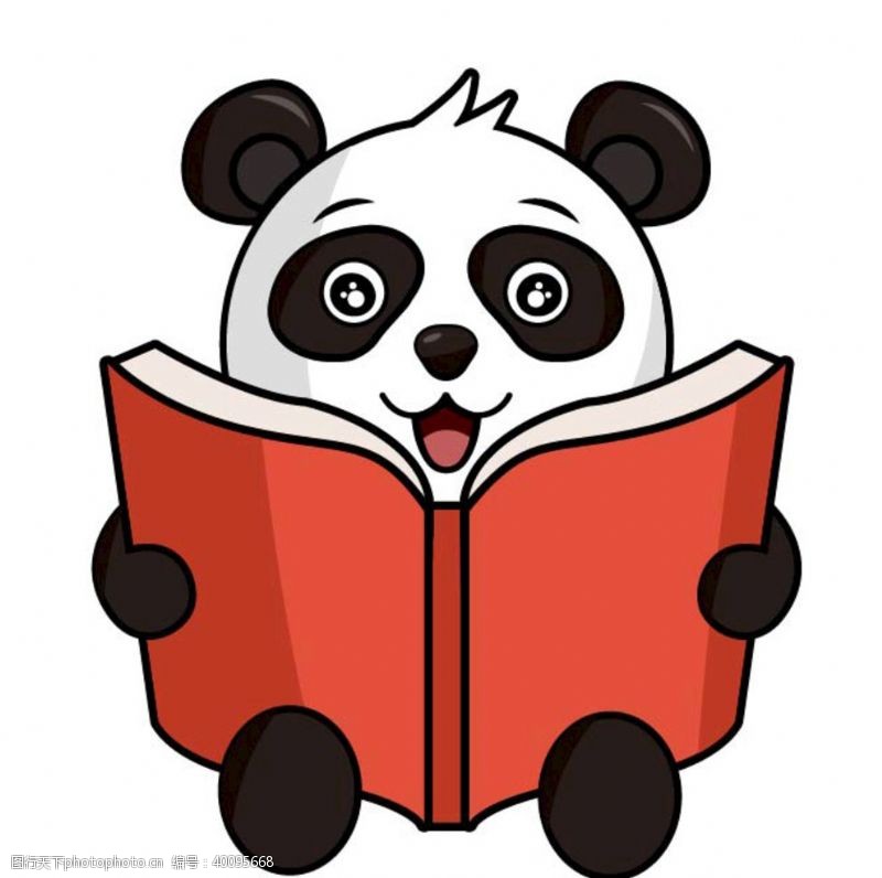 读书卡通熊猫图片
