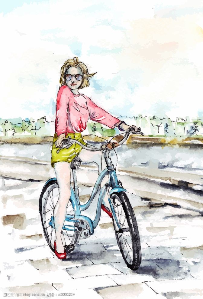 骑车美女骑自行车图片