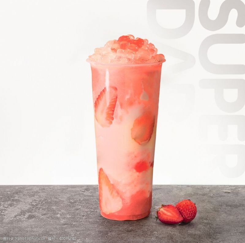 草莓奶茶店海报图片