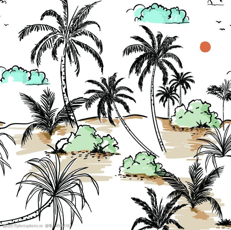 椰树热带图片
