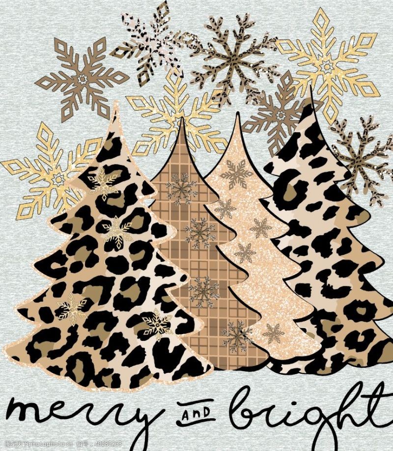 线条插画圣诞树图片