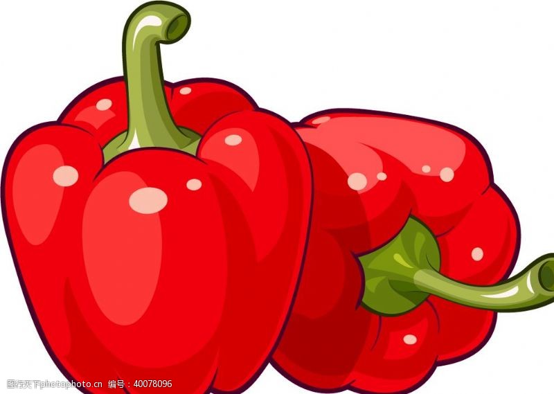 水果蔬菜手绘矢量红色甜椒菜椒图片