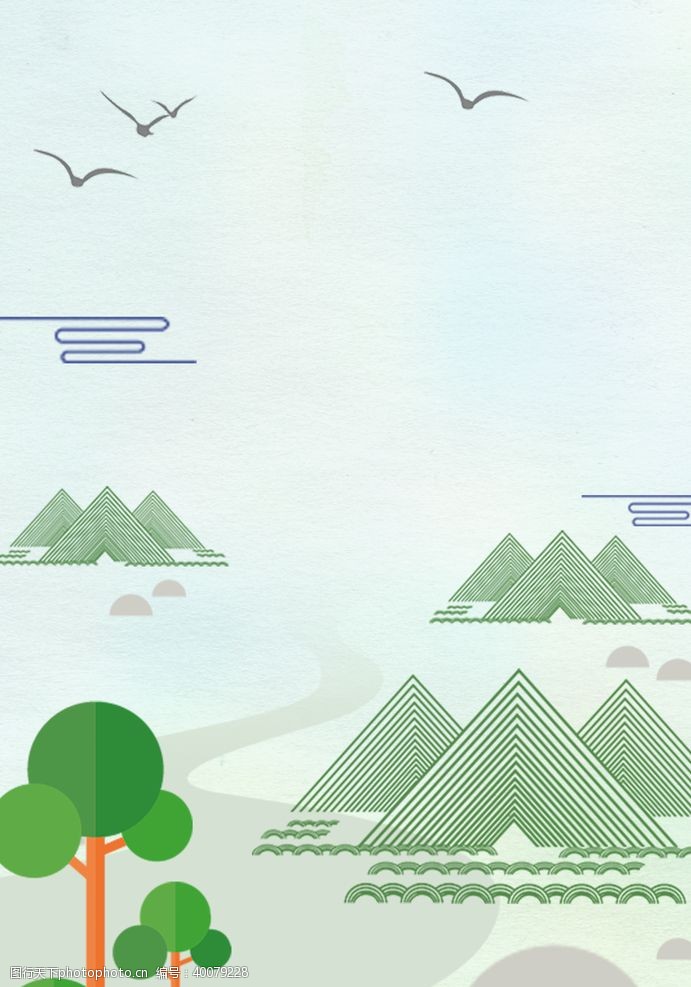 绿色植树节水彩卡通植树节广告背景图图片