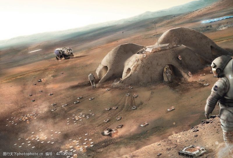 pdf未来火星基地构想图3D彩绘效果图片