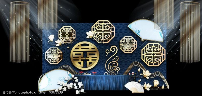 中式婚礼背景中式婚礼迎宾区图片