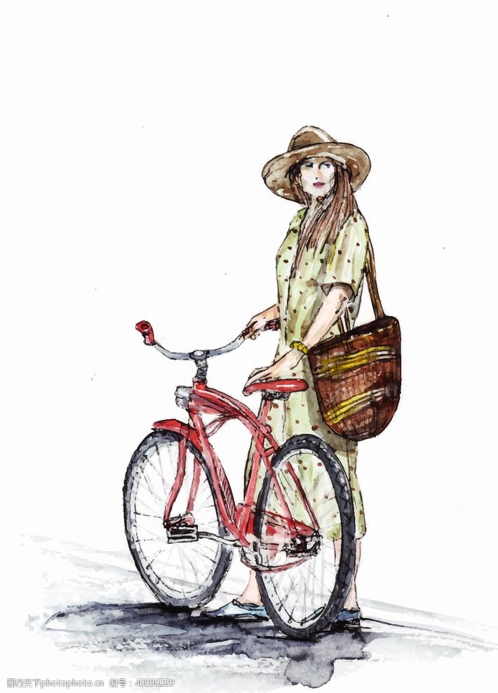 骑车自行车与女孩图片