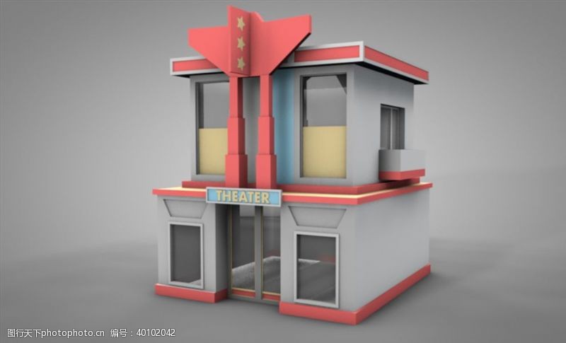 3d设计模型C4D模型房子卡通图片