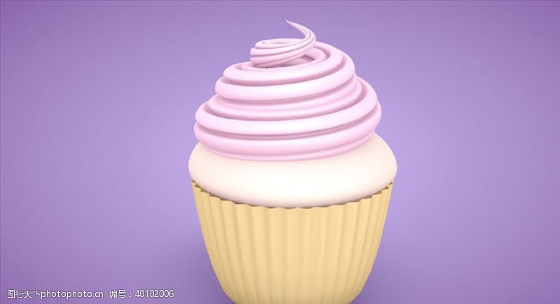 3d模型素材C4D模型粉红色奶油蛋糕图片