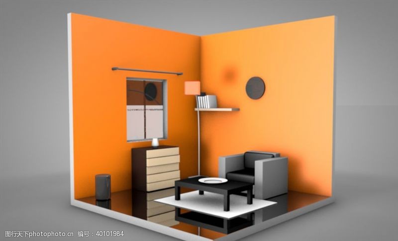 3d模型素材C4D模型客厅房间图片