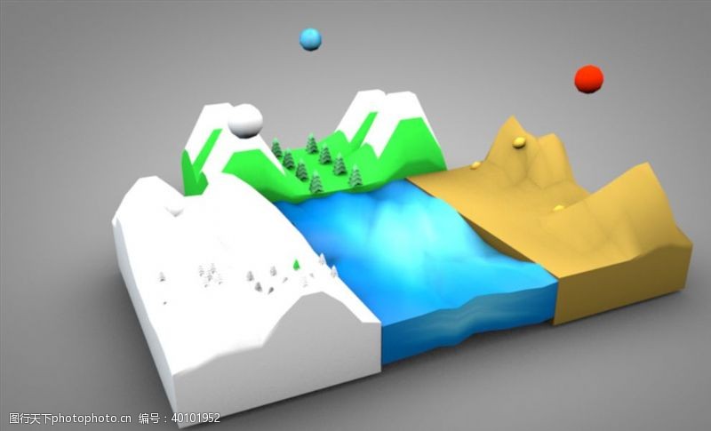 3d模型C4D模型山脉水图片