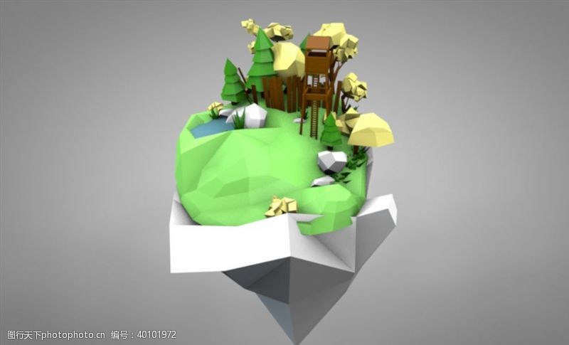 3d素材C4D模型天空小岛图片