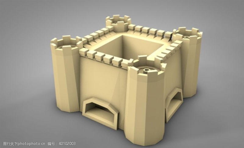 简约型C4D模型像素城堡图片