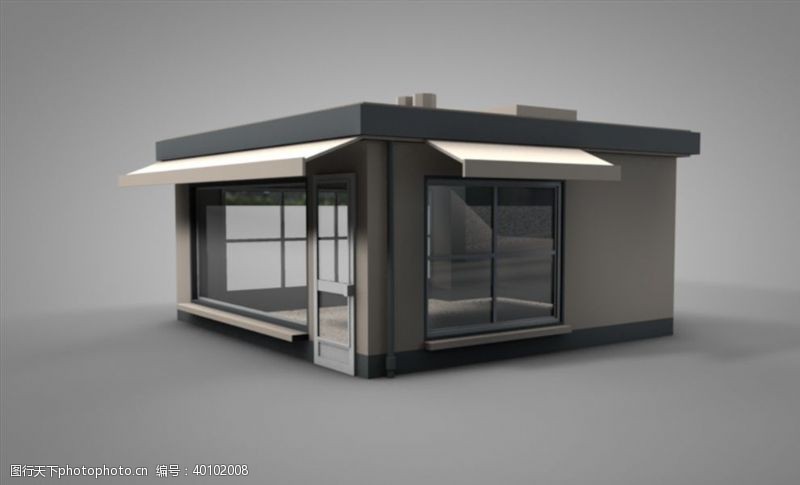小洋房C4D模型像素店铺房子图片